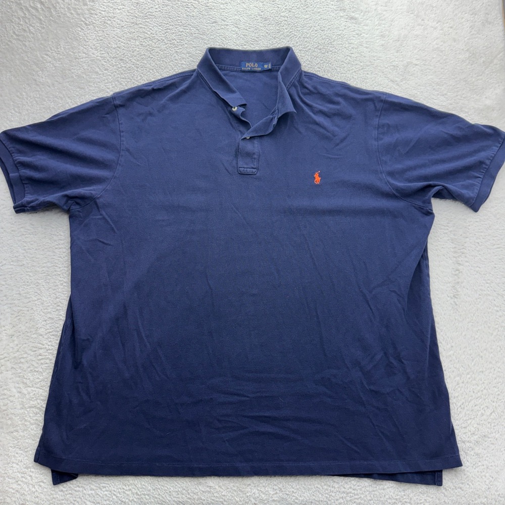 Polo Ralph Lauren Mens 4XLT Tall Navy Blue‎ Short Sleeve Cotton Pique Polo Shirt